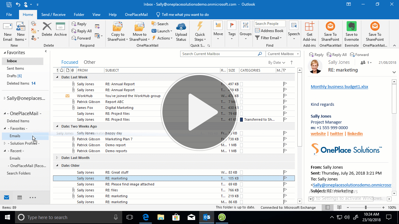 download outlook 365 attachments multiple emails