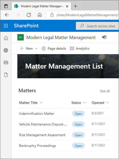 Modern SharePoint Legal Matter Management Solution